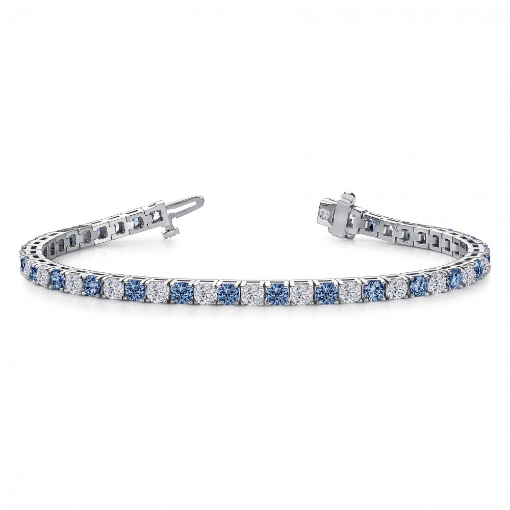 Alternating Moissanite and Sapphire Birthstone Classic Tennis Bracelet