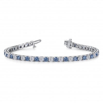 Alternating Moissanite and Sapphire Birthstone Classic Tennis Bracelet