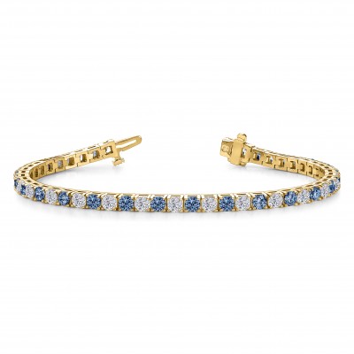 Alternating Moissanite and Sapphire Birthstone Classic Tennis Bracelet