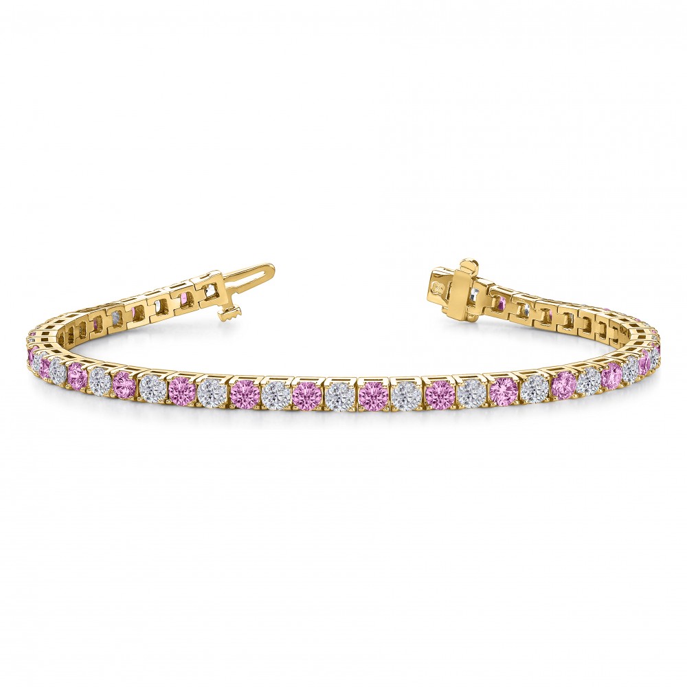 Alternating Moissanite and Tourmaline Birthstone Classic Tennis Bracelet