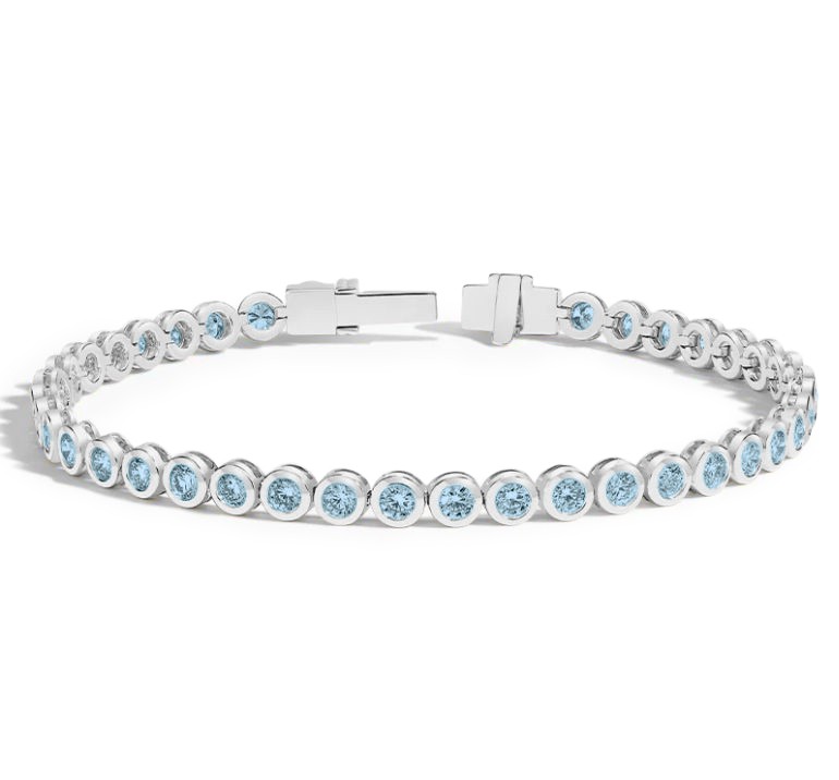 5 Ctw Aquamarine Birthstone Bezel Set Tennis Bracelet