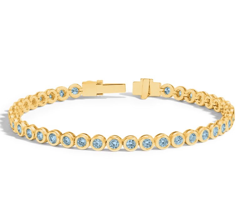 5 Ctw Aquamarine Birthstone Bezel Set Tennis Bracelet