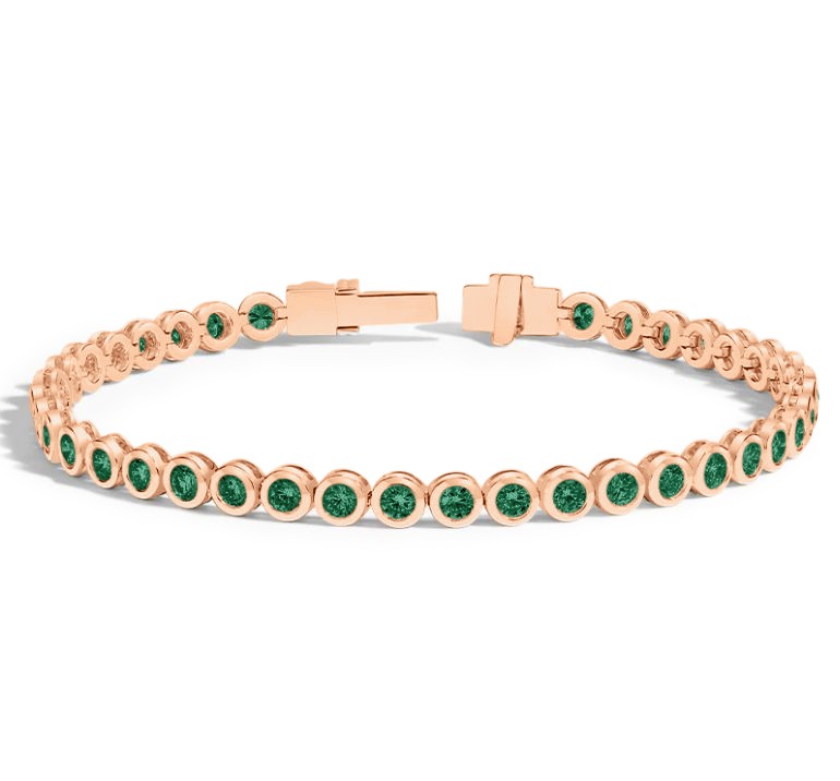 5 Ctw Emerald Birthstone Bezel Set Tennis Bracelet