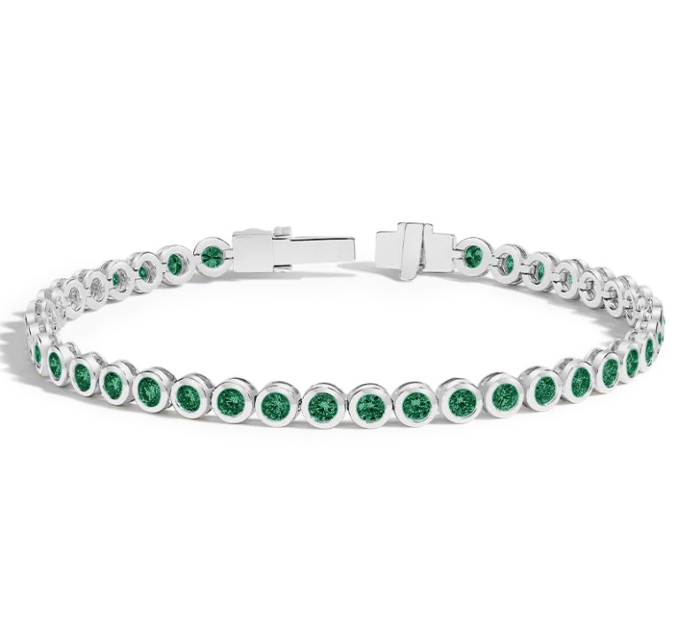 5 Ctw Emerald Birthstone Bezel Set Tennis Bracelet
