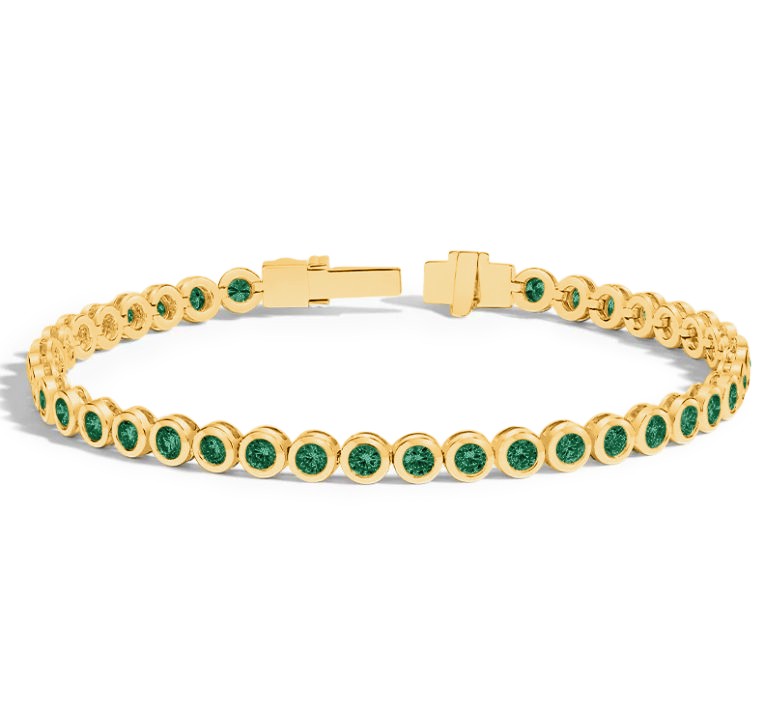 5 Ctw Emerald Birthstone Bezel Set Tennis Bracelet