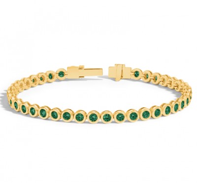 5 Ctw Emerald Birthstone Bezel Set Tennis Bracelet