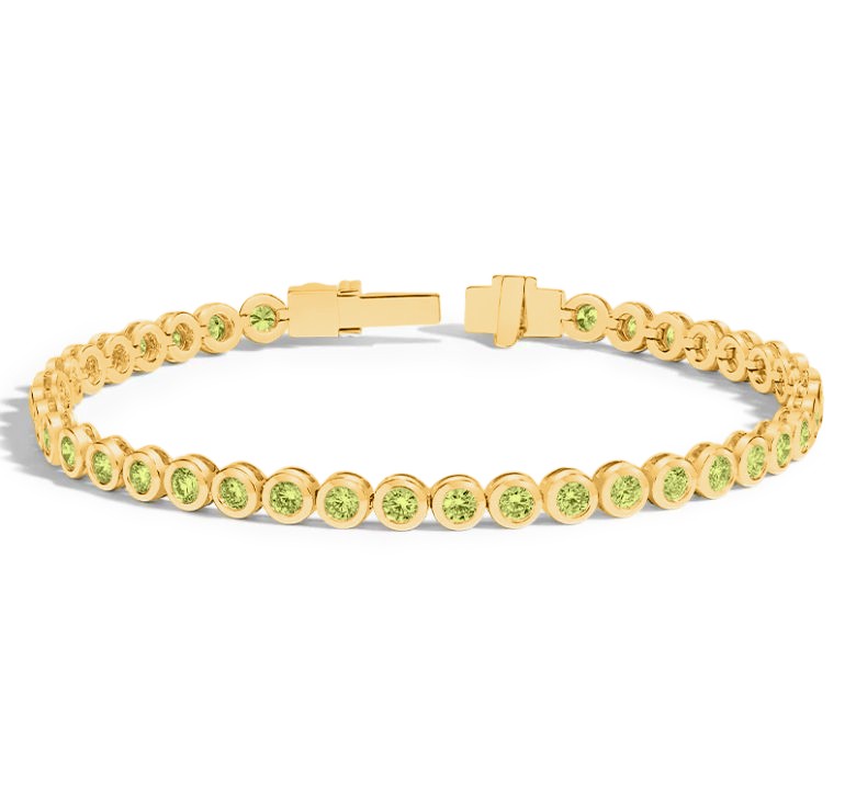 5 Ctw Peridot Birthstone Bezel Set Tennis Bracelet