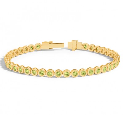 5 Ctw Peridot Birthstone Bezel Set Tennis Bracelet