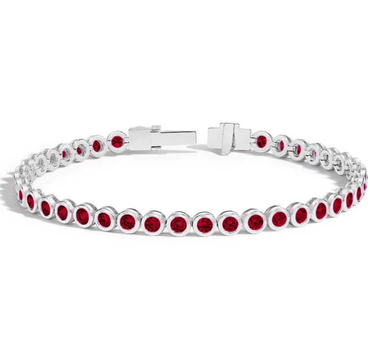 2 Ctw Ruby Birthstone Bezel Set Tennis Bracelet