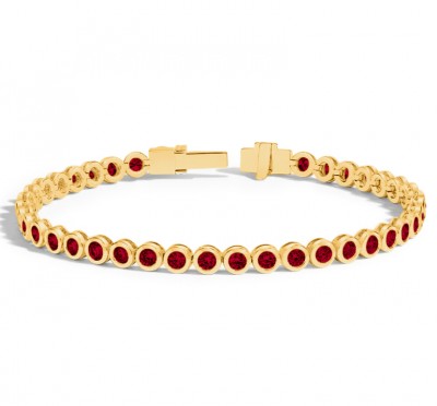 2 Ctw Ruby Birthstone Bezel Set Tennis Bracelet