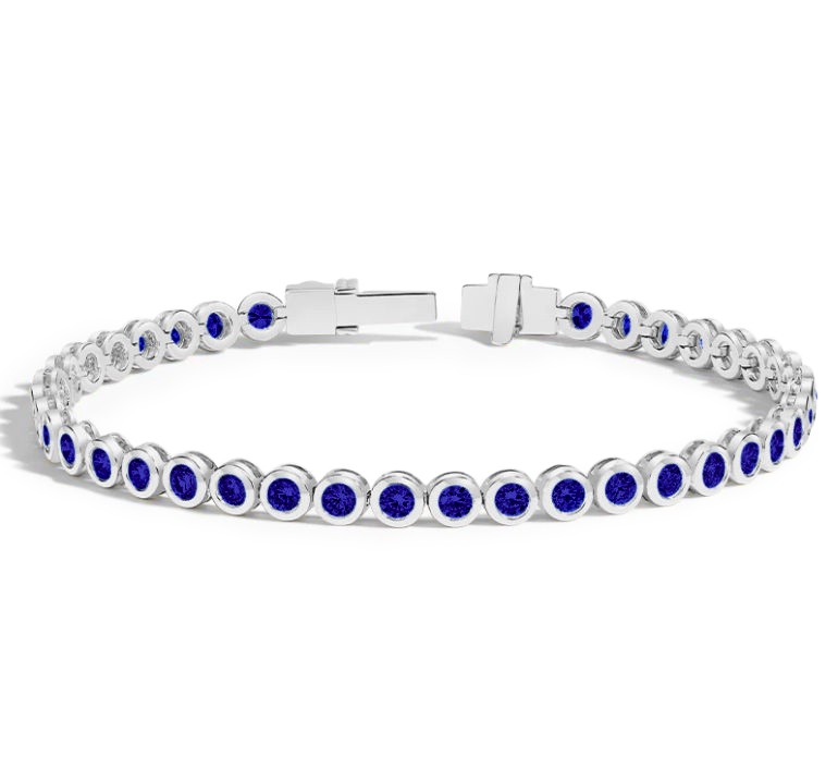 5 Ctw Sapphire Birthstone Bezel Set Tennis Bracelet