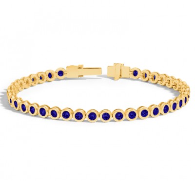 2 Ctw Sapphire Birthstone Bezel Set Tennis Bracelet