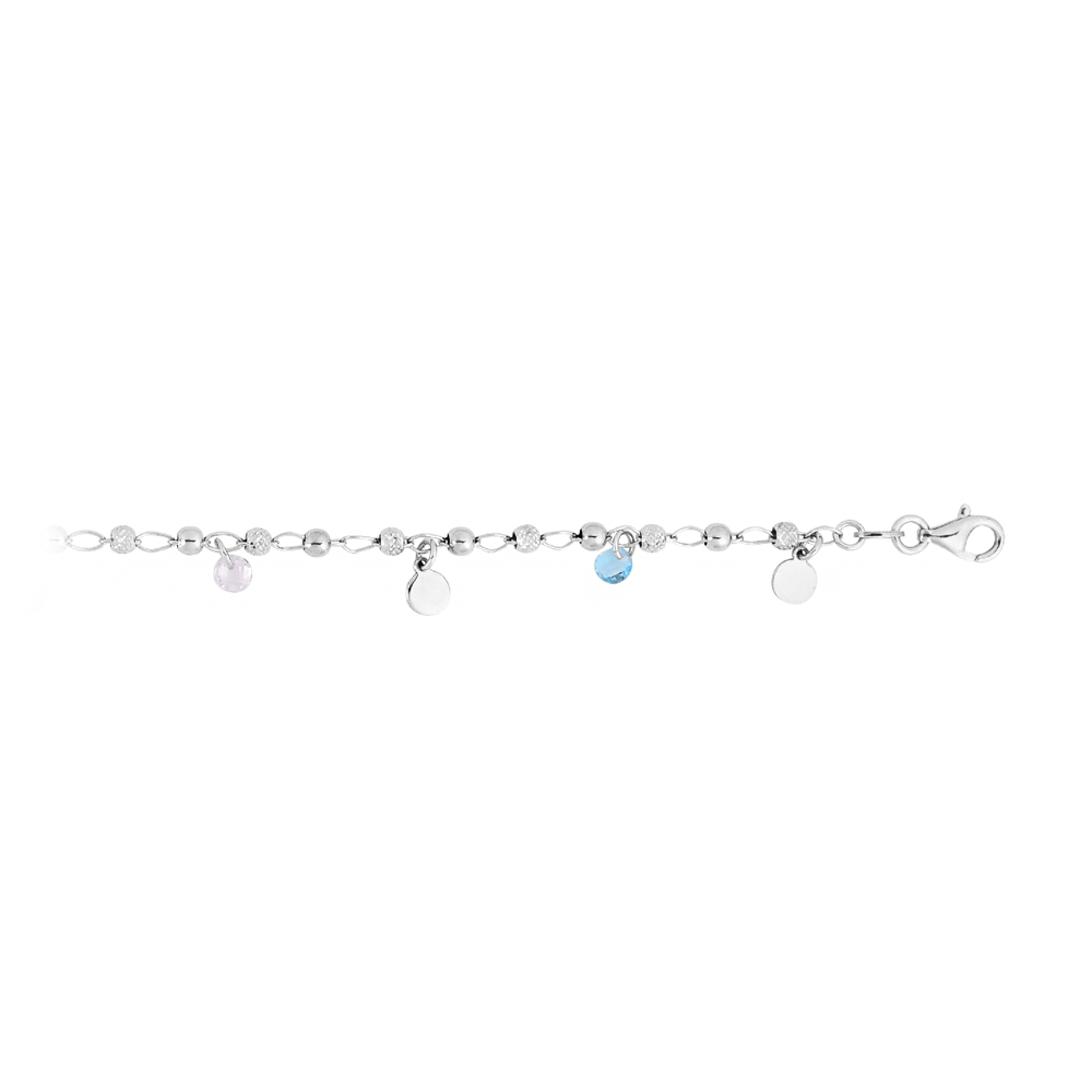 Dangle Disc & Blue CZ Anklet