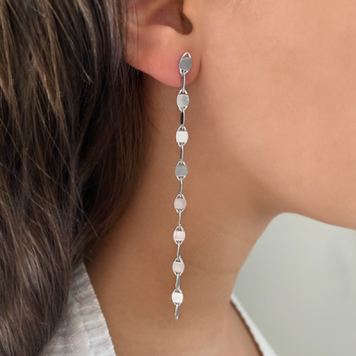 Silver Disc Chain Drop Earrings