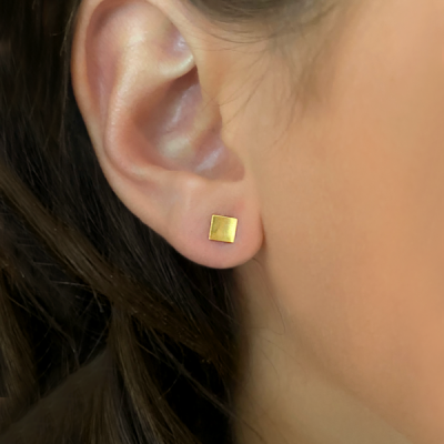 Gold Square Stud Earrings