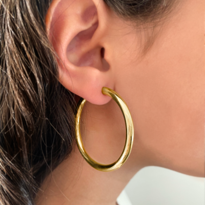 45mm Gold Thick Hoop Earrings