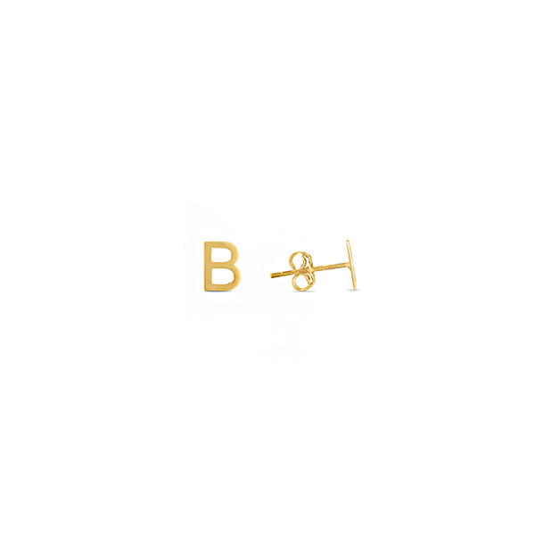 Gold Initial Stud Earrings  B