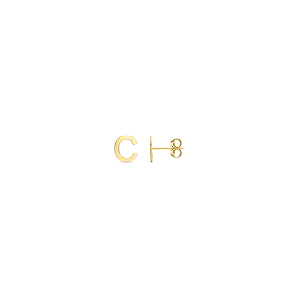Gold Initial Stud Earrings  C