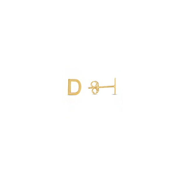 Gold Initial Stud Earrings  D