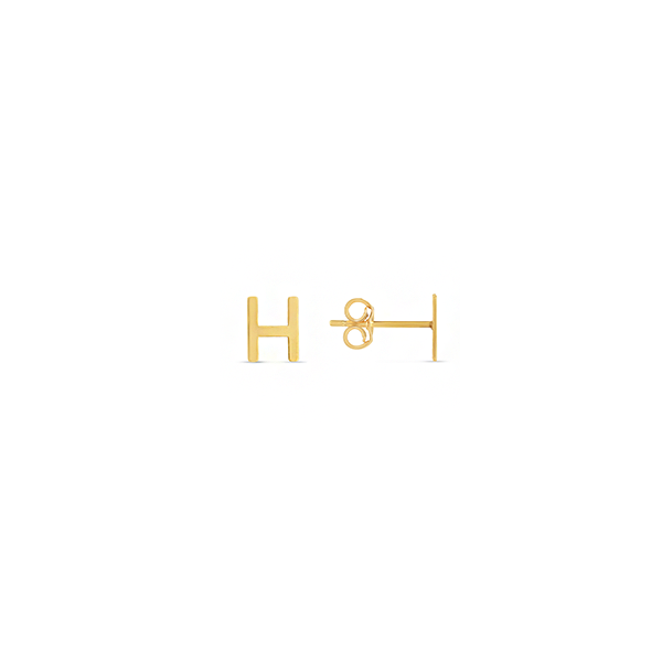 Gold Initial Stud Earrings  H
