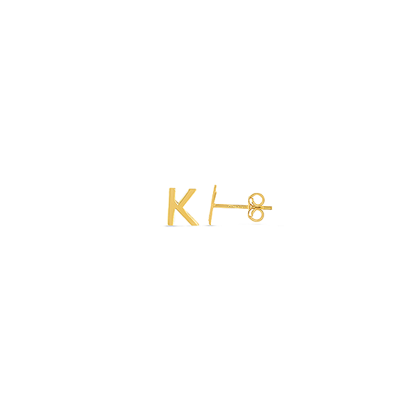 Gold Initial Stud Earrings  K