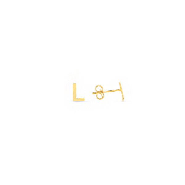 Gold Initial Stud Earrings  L
