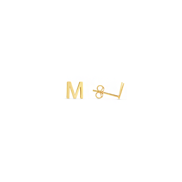 Gold Initial Stud Earrings  M