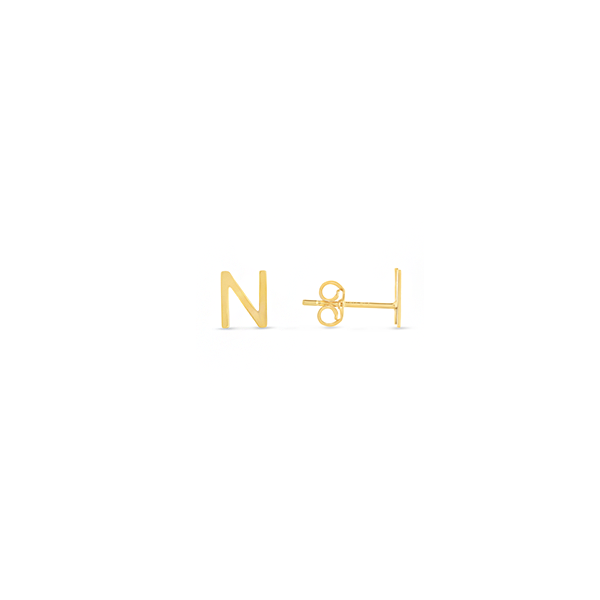 Gold Initial Stud Earrings  N