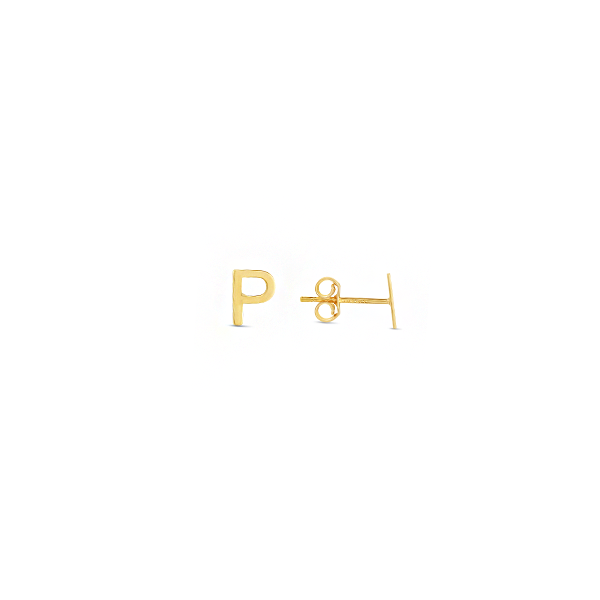 Gold Initial Stud Earrings  P