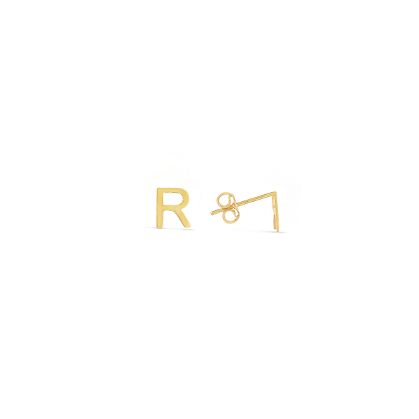 Gold Initial Stud Earrings  R