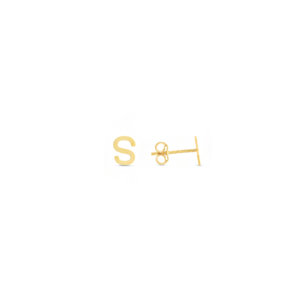 Gold Initial Stud Earrings  S