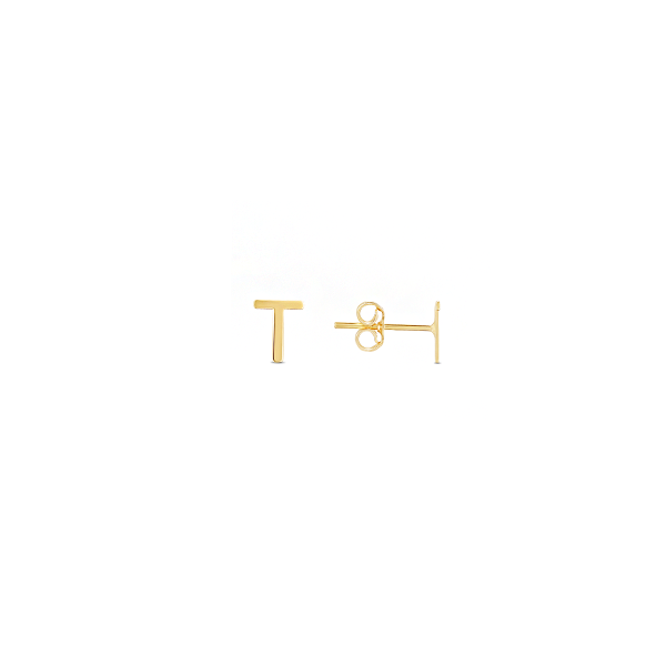 Gold Initial Stud Earrings  T