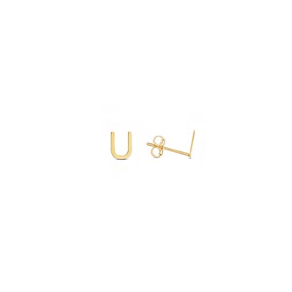 Gold Initial Stud Earrings  U
