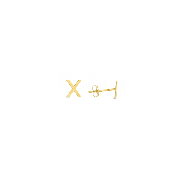 Gold Initial Stud Earrings  X