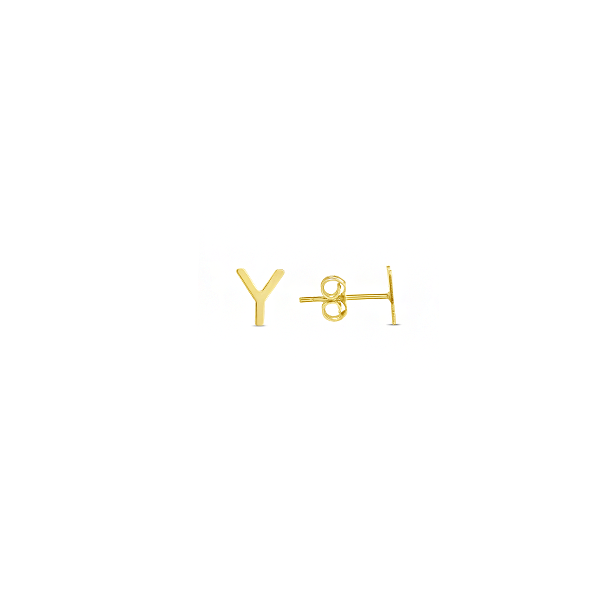 Gold Initial Stud Earrings  Y
