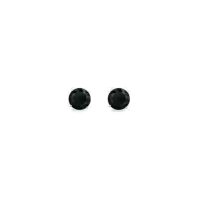 6 mm Gold Black CZ Stud Earrings