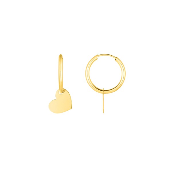 Gold Heart Dangle Hoop Earrings