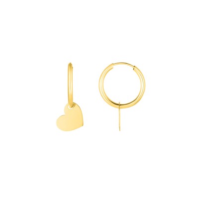 Gold Heart Dangle Hoop Earrings