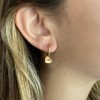 Gold Heart Dangle Hoop Earrings