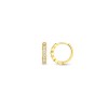 Gold Round CZ Huggie Earrings