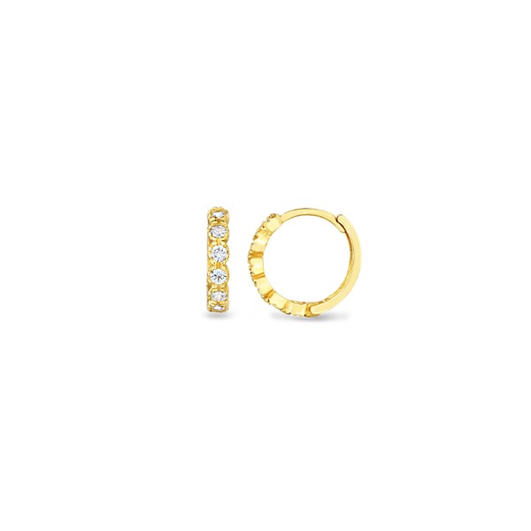 Gold Round CZ Huggie Earrings