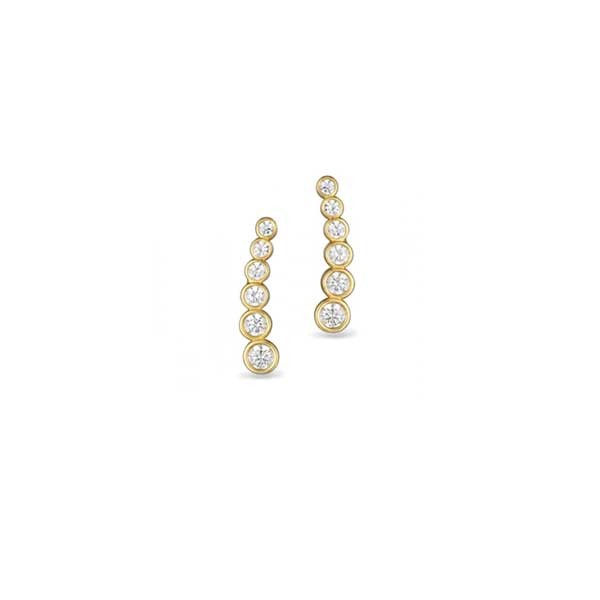 Gold Round CZ Graduated Bezel Ear Climber