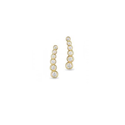 Gold Round CZ Graduated Bezel Ear Climber