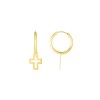 Gold Cross Dangle Hoop Earrings