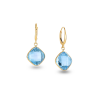 Gold Blue Topaz Cushion Drop Earrings
