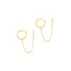 Gold Double Pierced Chain Huggie Earrings