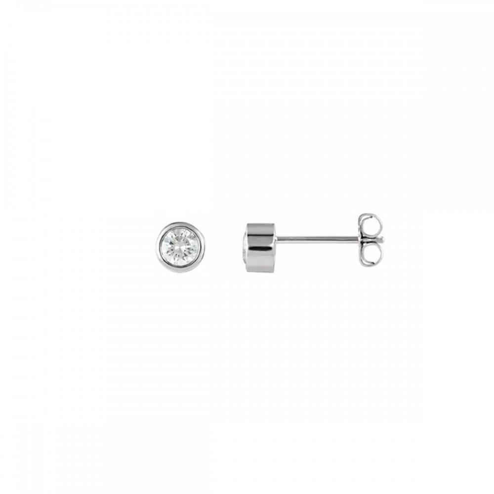 2 Ctw Round Lab Diamond Bezel Stud Earrings