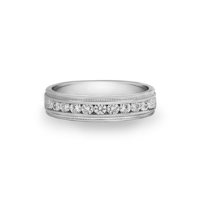 Moissanite Milgrain Wedding Ring