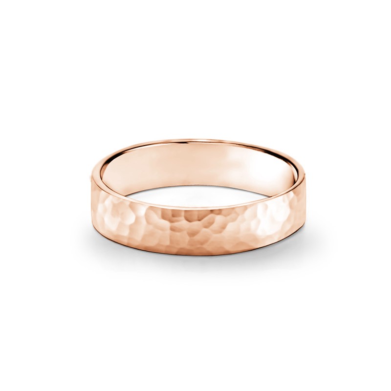 Hammered Flat Wedding Ring