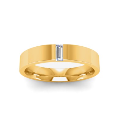 Single Baguette Colorless Lab Diamond Men's Wedding Ring